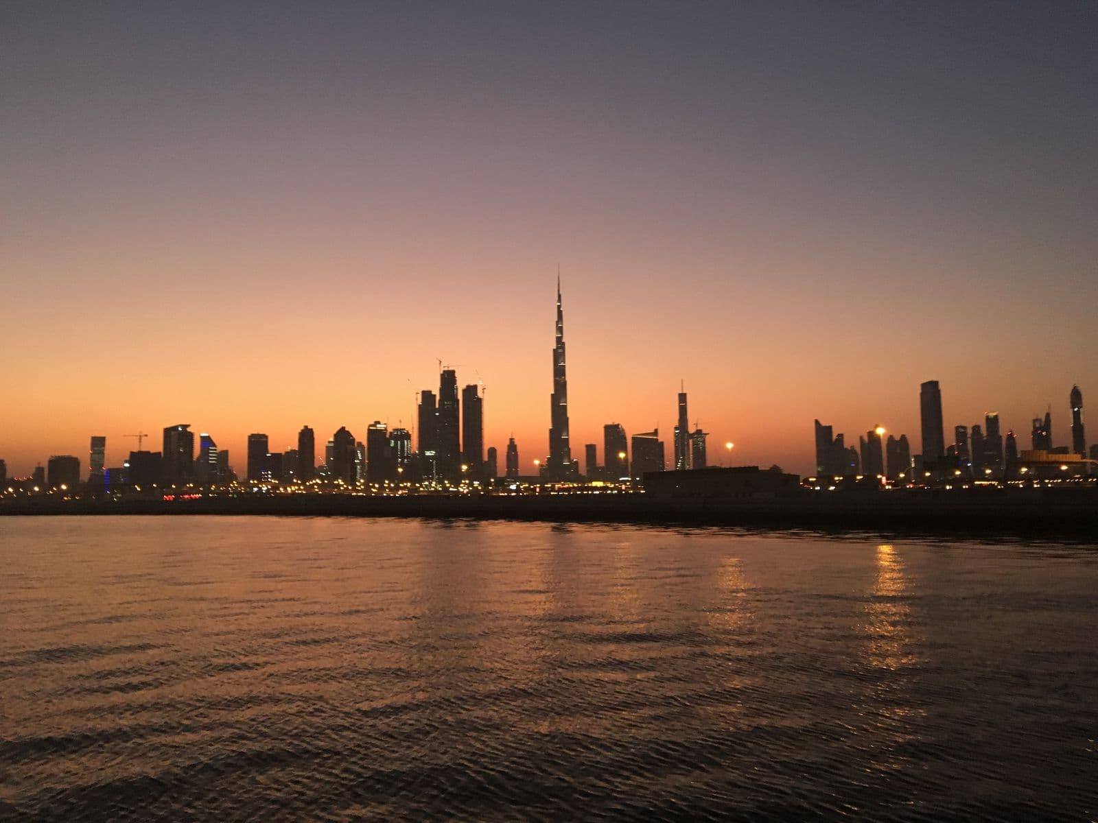 Burj Khalifa lit up at night in Dubai
